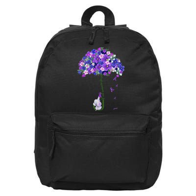 ILl Remember For You Purple Elephant AlzheimerS Awareness 16 in Basic Backpack