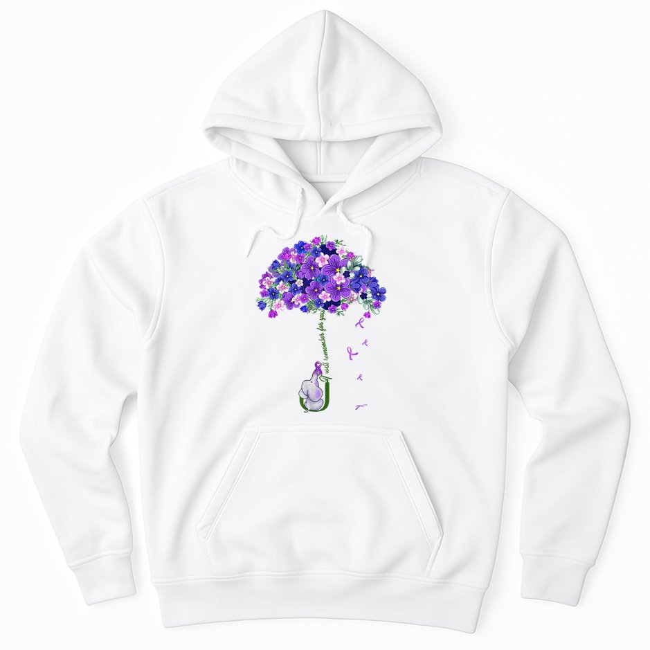 ILl Remember For You Purple Elephant AlzheimerS Awareness Hoodie