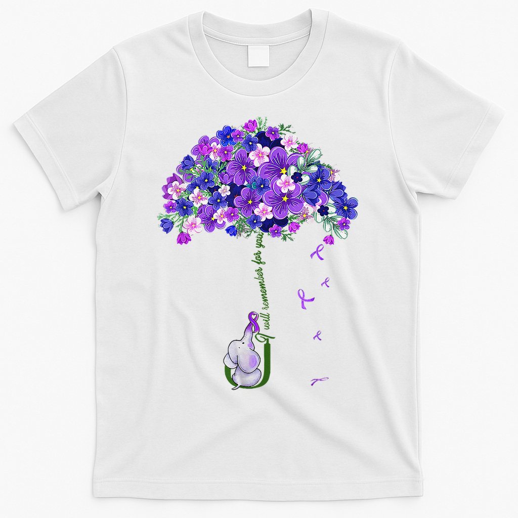 ILl Remember For You Purple Elephant AlzheimerS Awareness T-Shirt