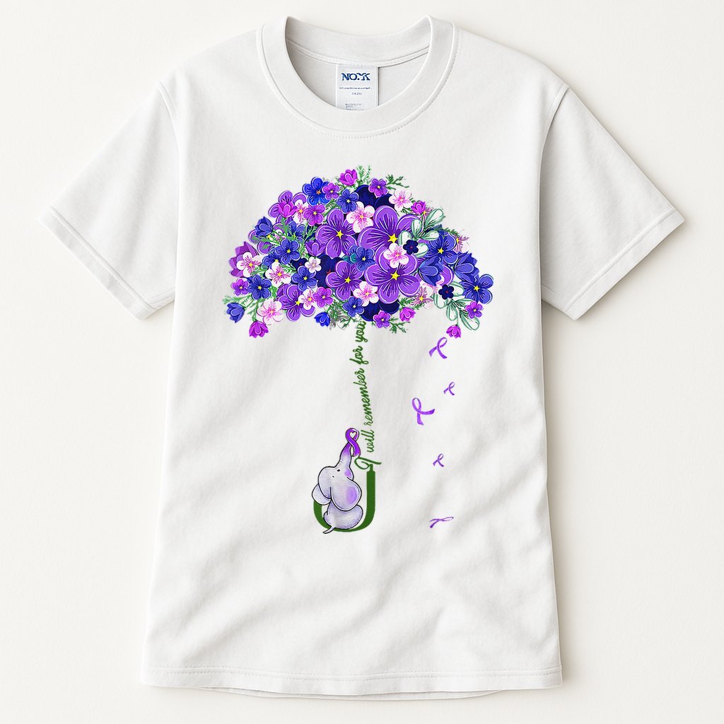 ILl Remember For You Purple Elephant AlzheimerS Awareness Tall T-Shirt