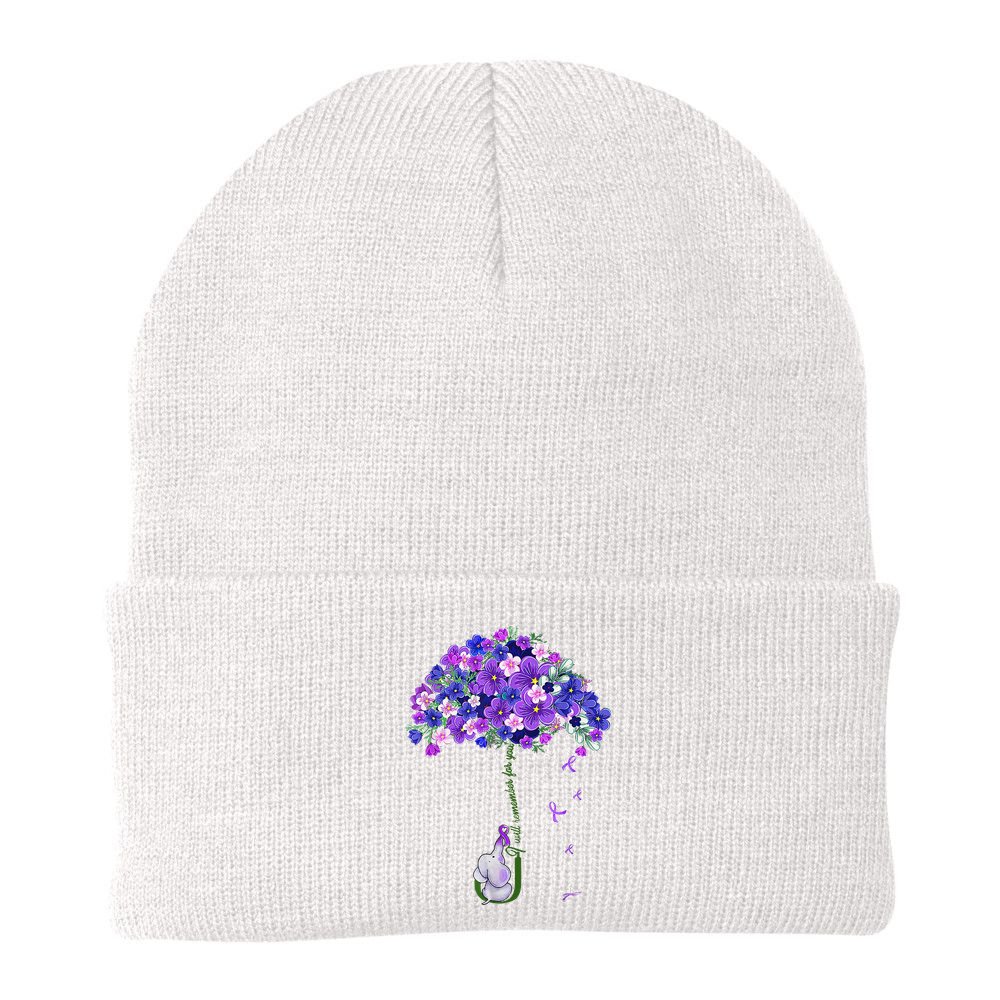 ILl Remember For You Purple Elephant AlzheimerS Awareness Beanie