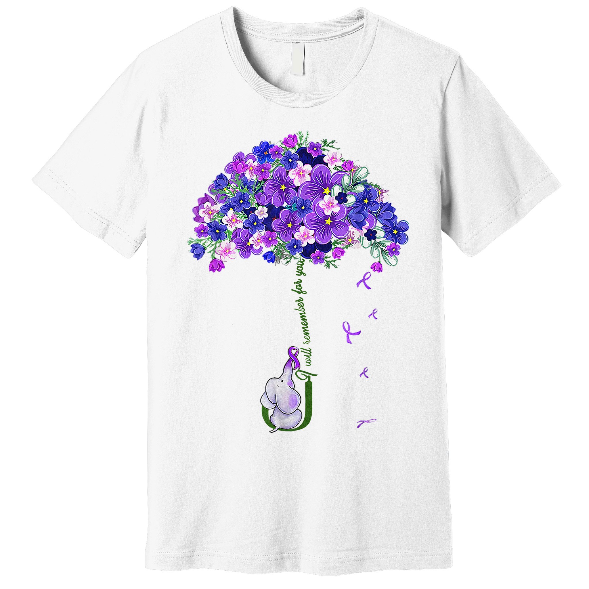 ILl Remember For You Purple Elephant AlzheimerS Awareness Premium T-Shirt
