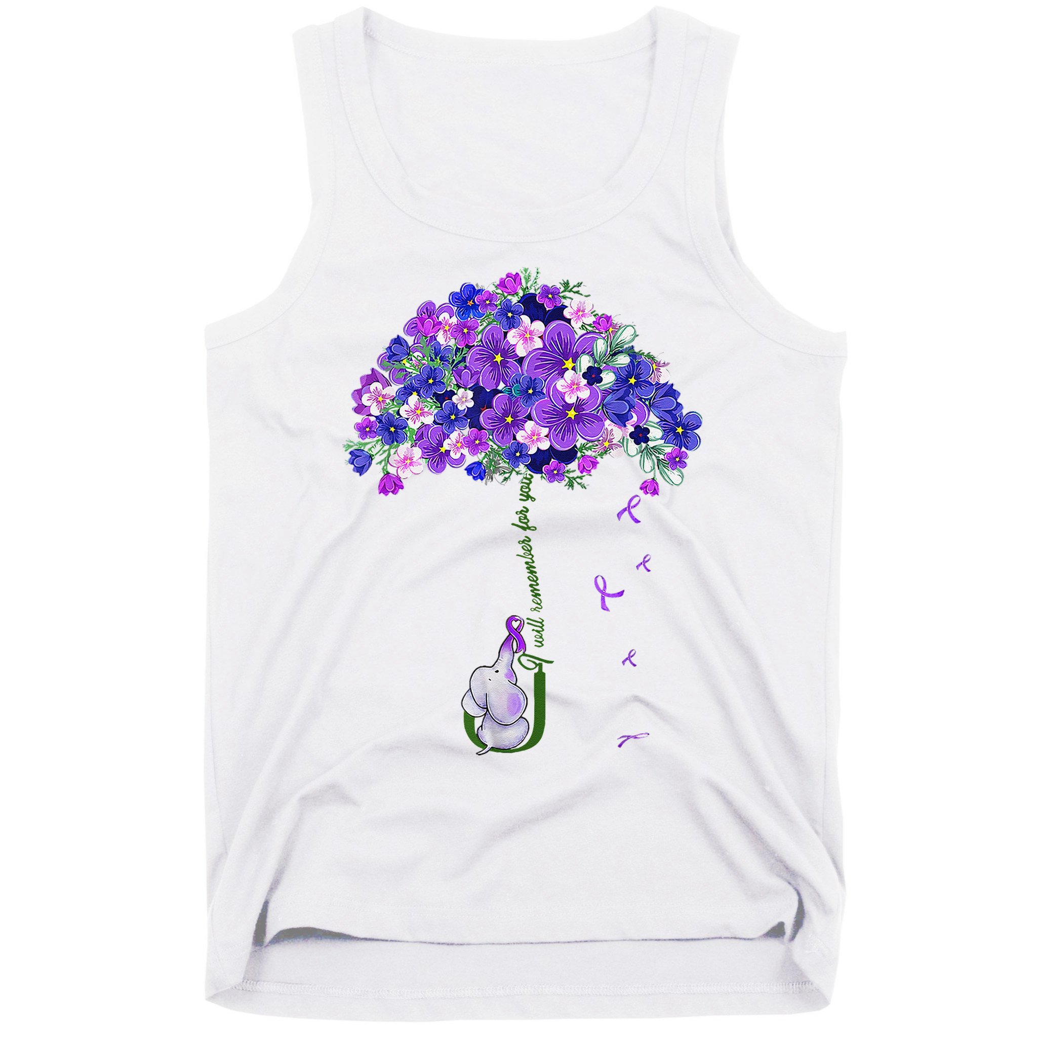 ILl Remember For You Purple Elephant AlzheimerS Awareness Tank Top