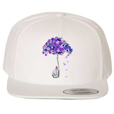 ILl Remember For You Purple Elephant AlzheimerS Awareness Wool Snapback Cap