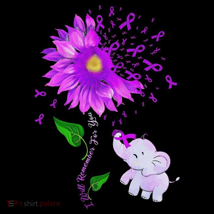 I'll Remember For You Purple Elephant Alzheimer's Awareness T-Shirt