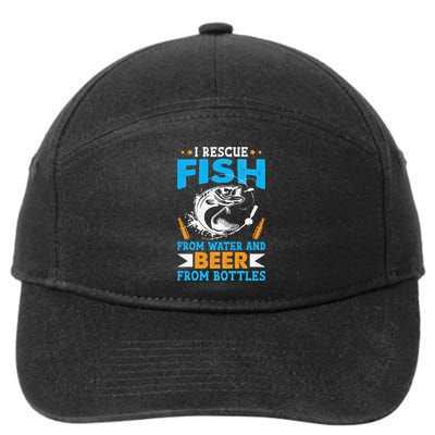 I Rescue Fish From Water And Beer From Bottles Fisherman 7-Panel Snapback Hat