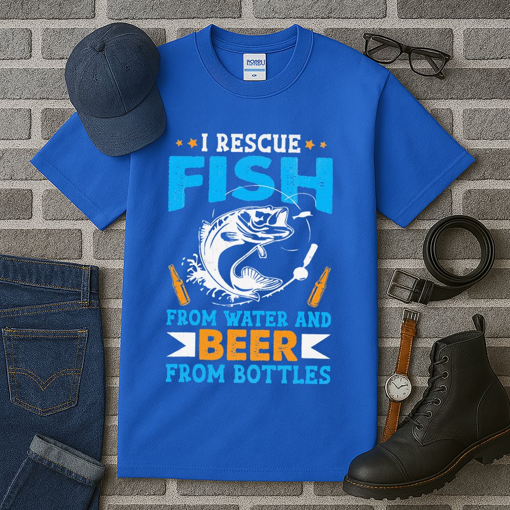 I Rescue Fish From Water And Beer From Bottles Fisherman Tall T-Shirt