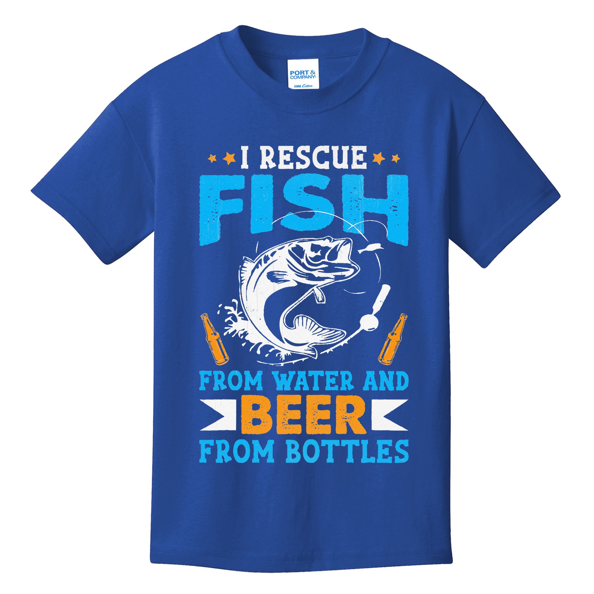 I Rescue Fish From Water And Beer From Bottles Fisherman Kids T-Shirt