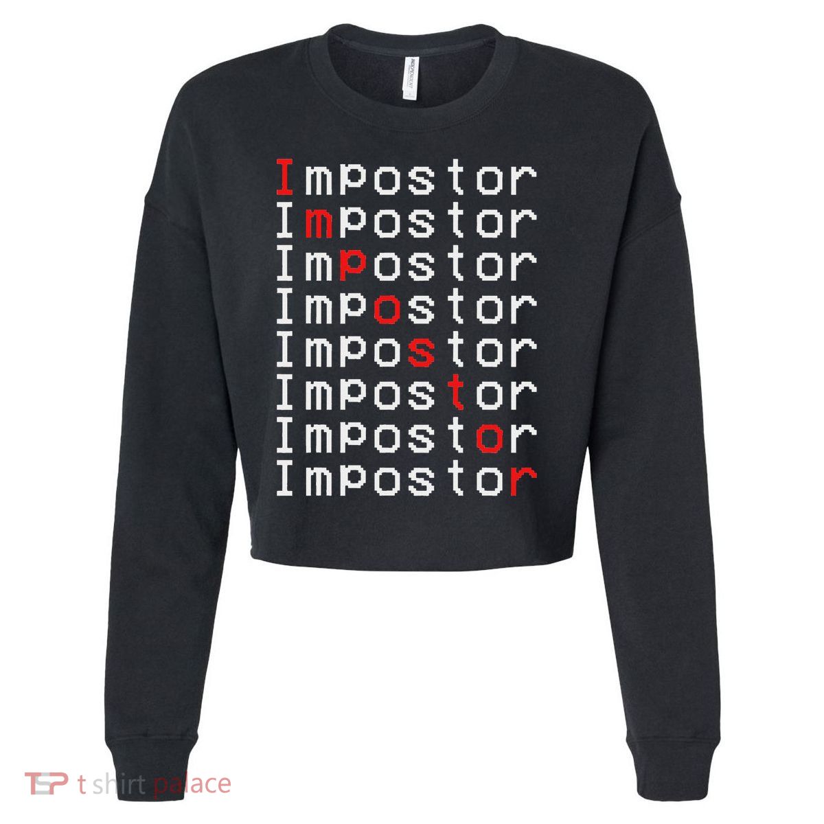 Impostor Repeated Gift Video Gamer Impostor Kinda Sus Cropped Pullover Crew