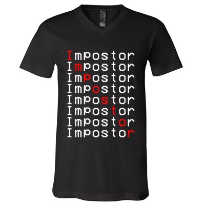 Impostor Repeated Gift Video Gamer Impostor Kinda Sus V-Neck T-Shirt