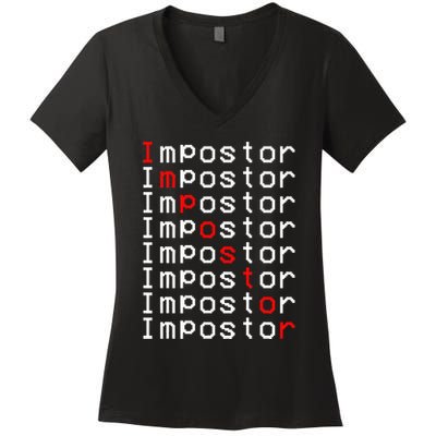 Impostor Repeated Gift Video Gamer Impostor Kinda Sus Women's V-Neck T-Shirt