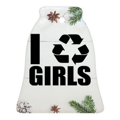 I Recycle Girls Funny Ceramic Bell Ornament