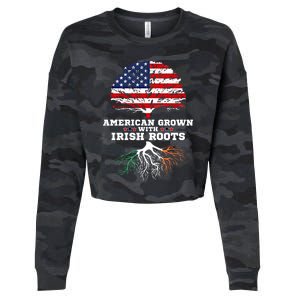 Ireland Roots Gift American Grown Irish Roots Ireland Cute Gift Cropped Pullover Crew