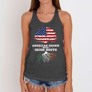 Ireland Roots Gift American Grown Irish Roots Ireland Cute Gift Women's Knotted Racerback Tank