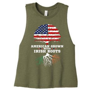 Ireland Roots Gift American Grown Irish Roots Ireland Cute Gift Women's Racerback Cropped Tank