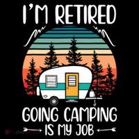 I'm Retired Going Camping Is My Job Funny Retirement Camper Stripe Pom Pom Beanie