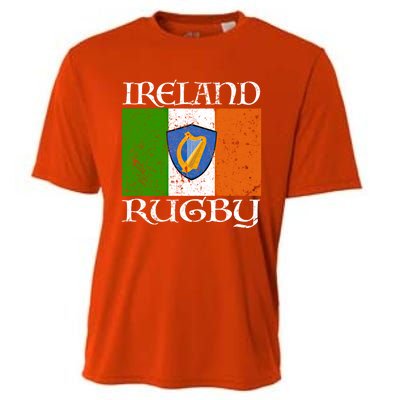 Ireland Rugby Gift Vintage Irish Flag Rugby Fan Gift Idea Cooling Performance Crew T-Shirt