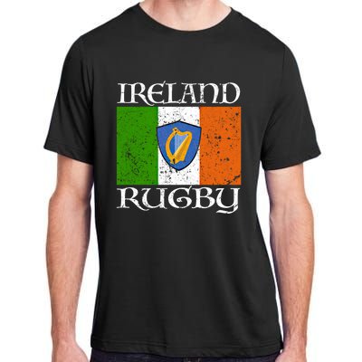 Ireland Rugby Gift Vintage Irish Flag Rugby Fan Gift Idea Adult ChromaSoft Performance T-Shirt