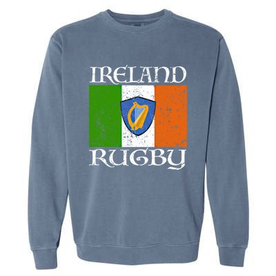 Ireland Rugby Gift Vintage Irish Flag Rugby Fan Gift Idea Garment-Dyed Sweatshirt