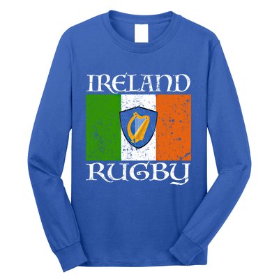 Ireland Rugby Gift Vintage Irish Flag Rugby Fan Gift Idea Long Sleeve Shirt