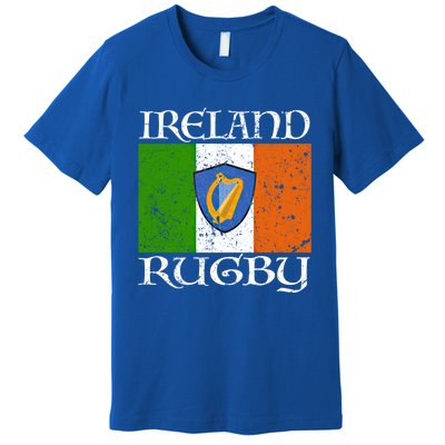 Ireland Rugby Gift Vintage Irish Flag Rugby Fan Gift Idea Premium T-Shirt