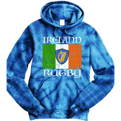 Ireland Rugby Gift Vintage Irish Flag Rugby Fan Gift Idea Tie Dye Hoodie