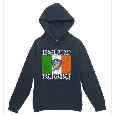 Ireland Rugby Gift Vintage Irish Flag Rugby Fan Gift Idea Urban Pullover Hoodie