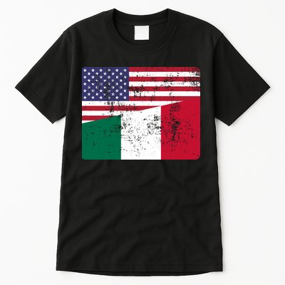 ITALIAN ROOTS Half American Flag USA ITALY FLAG Tall T-Shirt