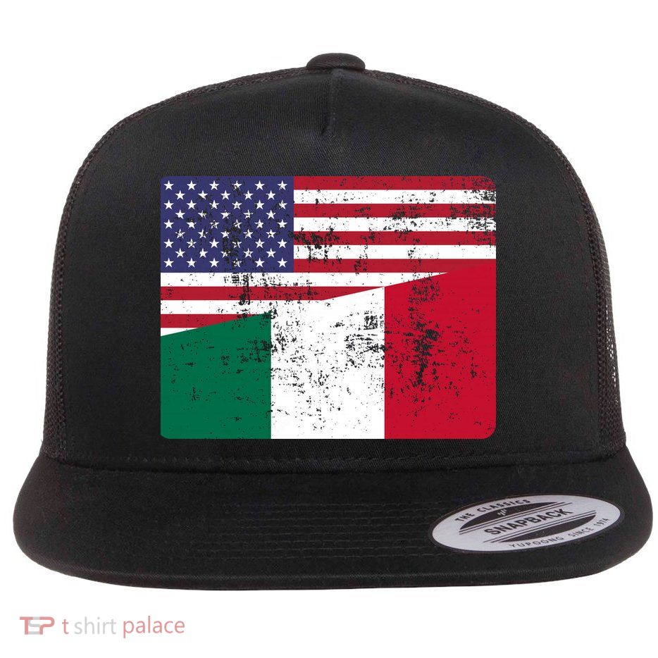 ITALIAN ROOTS Half American Flag USA ITALY FLAG Flatbill Hat
