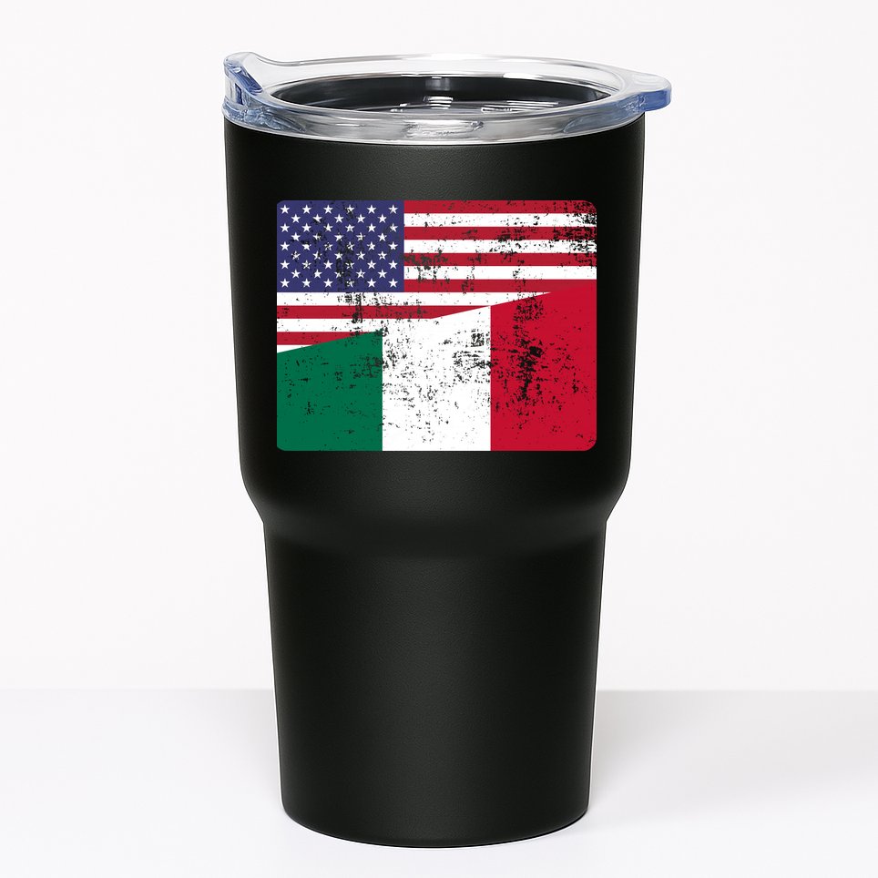 ITALIAN ROOTS Half American Flag USA ITALY FLAG Tumbler