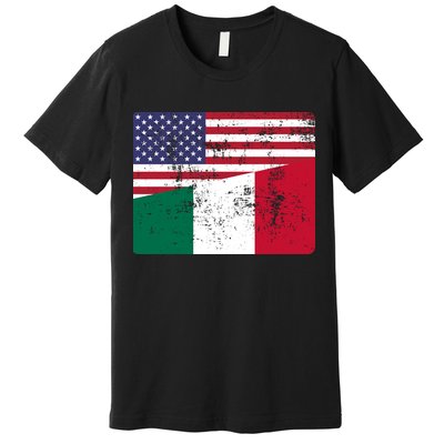 ITALIAN ROOTS Half American Flag USA ITALY FLAG Premium T-Shirt