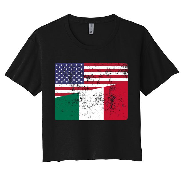 ITALIAN ROOTS Half American Flag USA ITALY FLAG Crop Top