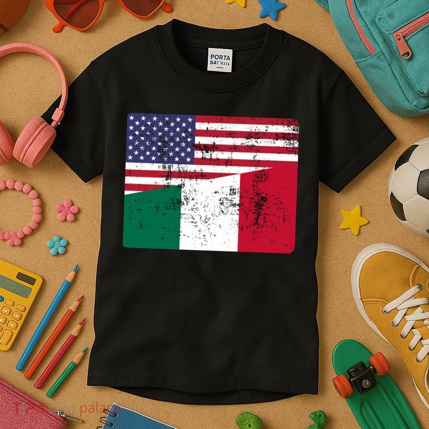 ITALIAN ROOTS Half American Flag USA ITALY FLAG Kids T-Shirt