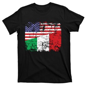 ITALIAN ROOTS Half American Flag USA ITALY FLAG T-Shirt