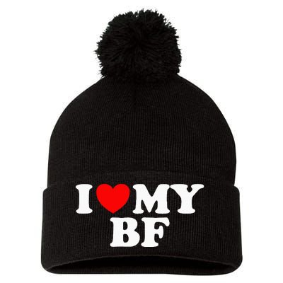 I Red Heart My Boyfriend Bf I Love My Boyfriend Pom Pom 12in Knit Beanie