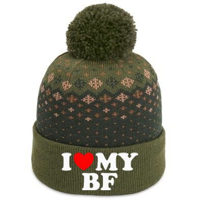 I Red Heart My Boyfriend Bf I Love My Boyfriend The Baniff Cuffed Pom Beanie