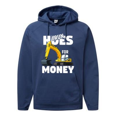 I Run Hoes For Money Funny Construction Worker Humor Performance Fleece Hoodie