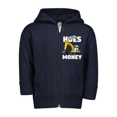 I Run Hoes For Money Funny Construction Worker Humor Toddler Zip Fleece Hoodie