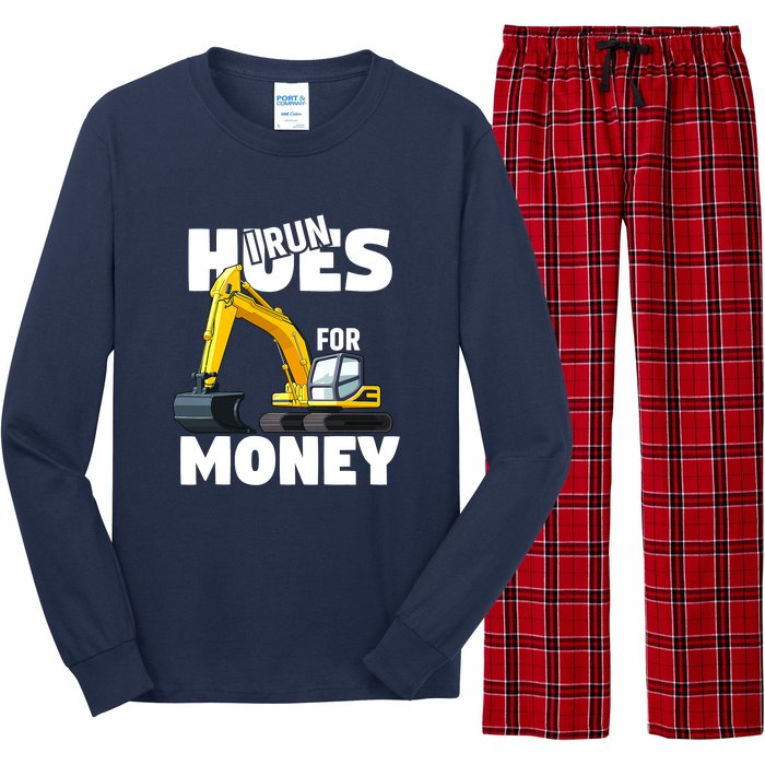 I Run Hoes For Money Funny Construction Worker Humor Long Sleeve Pajama Set