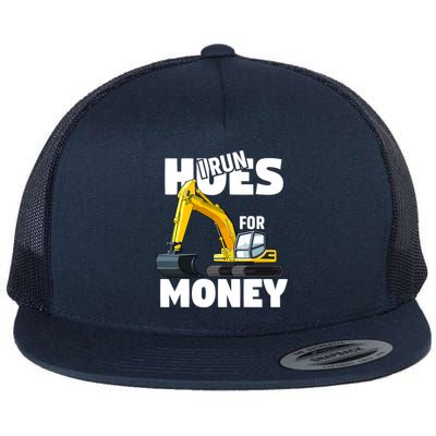 I Run Hoes For Money Funny Construction Worker Humor Flat Bill Trucker Hat