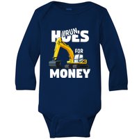 I Run Hoes For Money Funny Construction Worker Humor Baby Long Sleeve Bodysuit