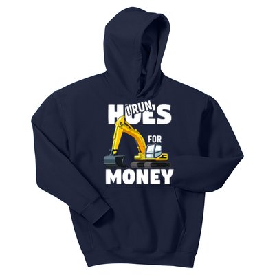 I Run Hoes For Money Funny Construction Worker Humor Kids Hoodie