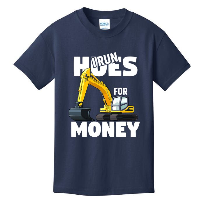 I Run Hoes For Money Funny Construction Worker Humor Kids T-Shirt