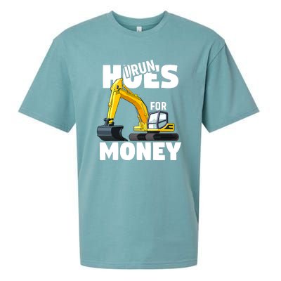 I Run Hoes For Money Funny Construction Worker Humor Sueded Cloud Jersey T-Shirt