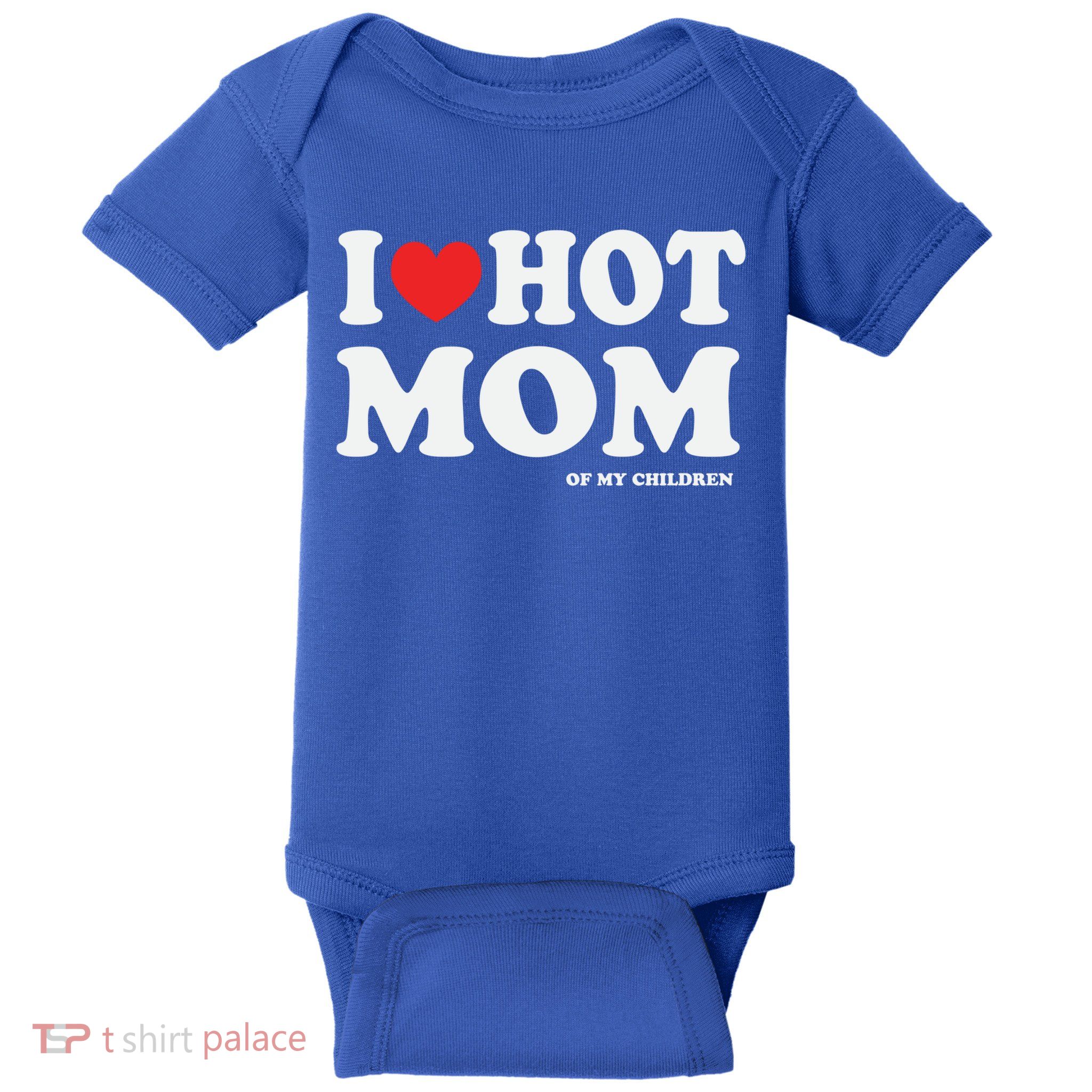 I Red Heart Love Hot Mom Of My Dad Husband Gift Baby Bodysuit