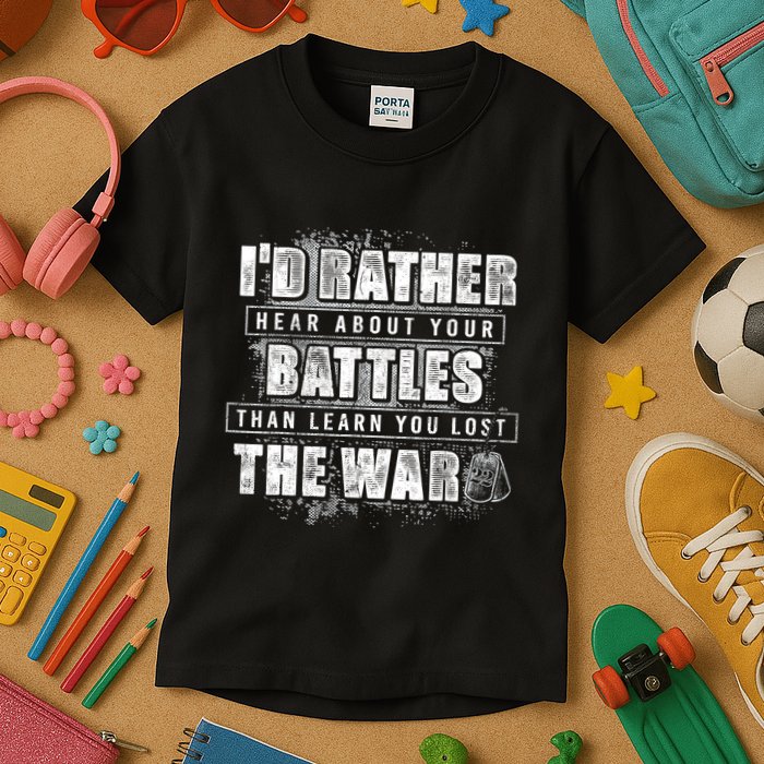 ID Rather Hear About Your Battles Than Learn You Lost War Kids T-Shirt