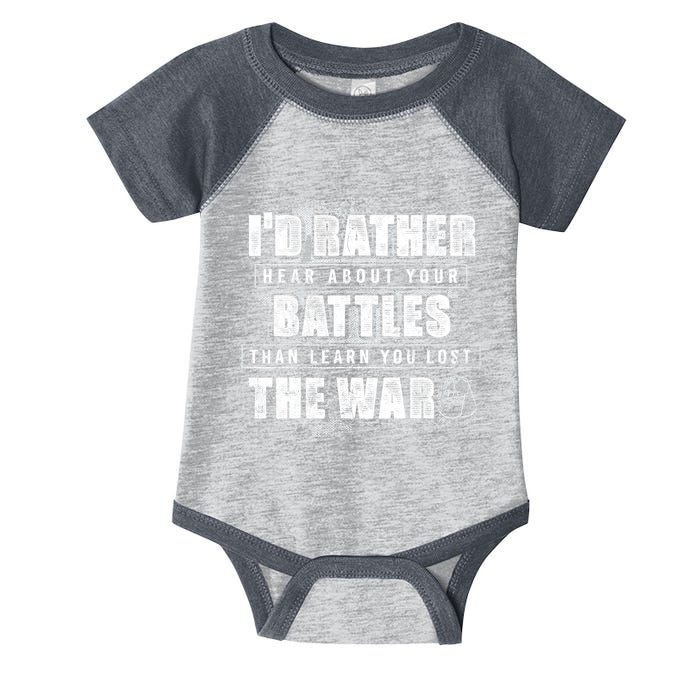 ID Rather Hear About Your Battles Than Learn You Lost War Infant Baby Jersey Bodysuit