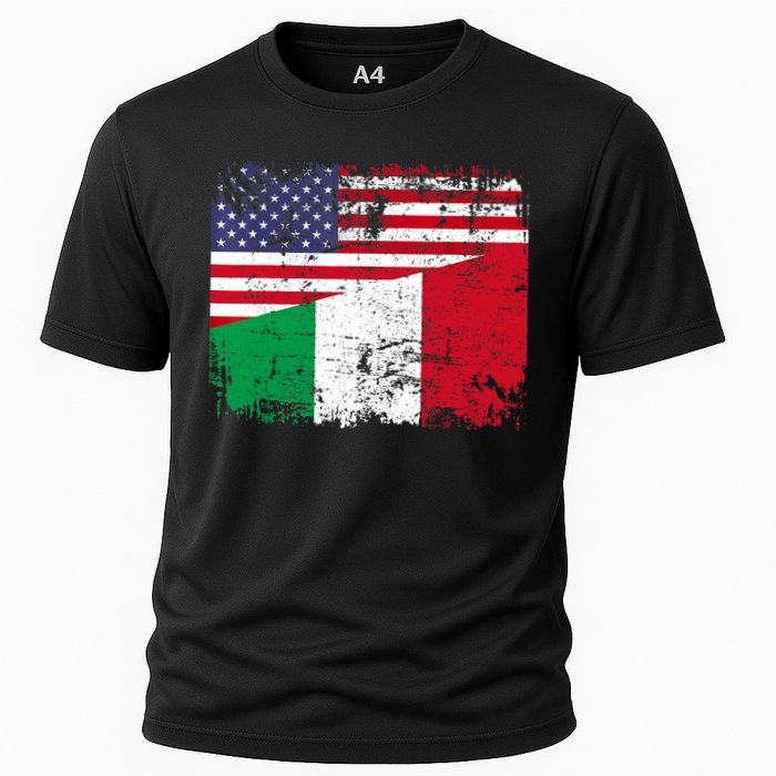ITALIAN ROOTS | Half American Flag | USA ITALY FLAG TShirt Cooling Performance Crew T-Shirt