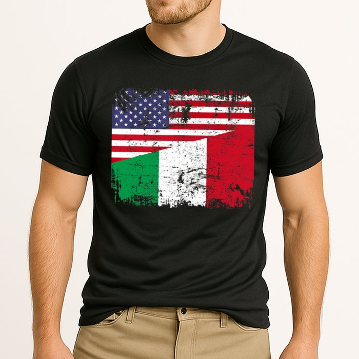 ITALIAN ROOTS | Half American Flag | USA ITALY FLAG TShirt Cooling Performance Crew T-Shirt