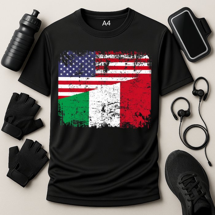ITALIAN ROOTS | Half American Flag | USA ITALY FLAG TShirt Cooling Performance Crew T-Shirt